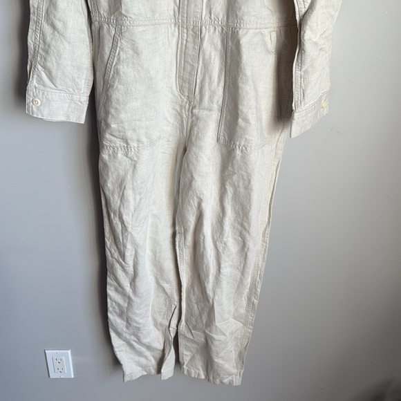 NEW Outerknown Station Jumpsuit Natural Organic Cotton Linen Utility jumpsuit M - Picture 3 of 14
